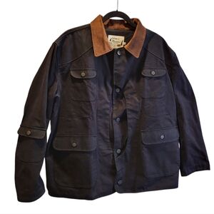 Manresa The Yates Mens Black Canvas Chore Barn Jacket Coat Sz Large Made In USA